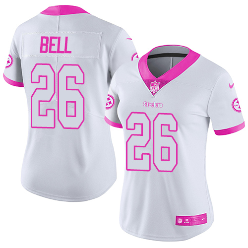 Women's Limited Le'Veon Bell Nike Jersey White/Pink - #26 Rush Fashion NFL Pittsburgh Steelers